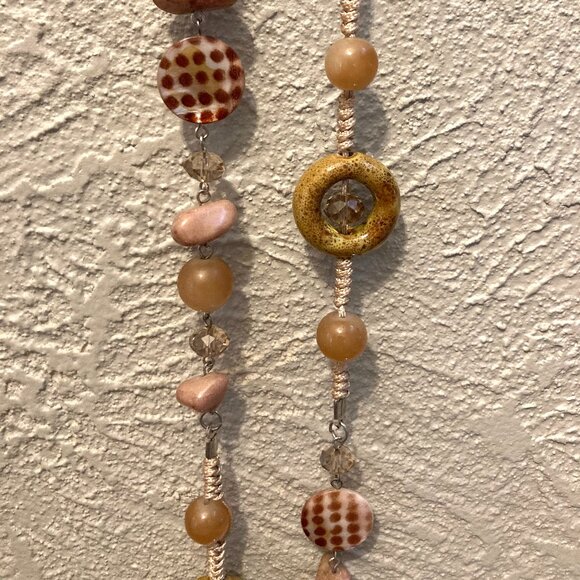 NEW! Krizia Jewelry Necklace Polished Stone & Beaded Knotted Twine 36” Slip On - Picture 4 of 8